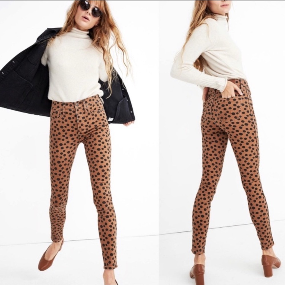 NWT Madewell 10” High-Rise Skinny Polka Dot Jeans
